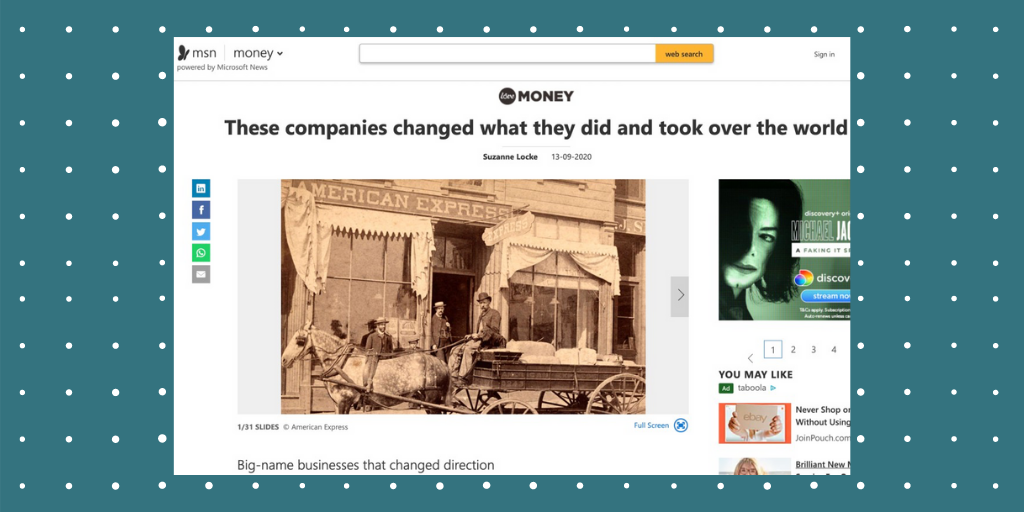 Companies that pivoted – MSN/ Love Money